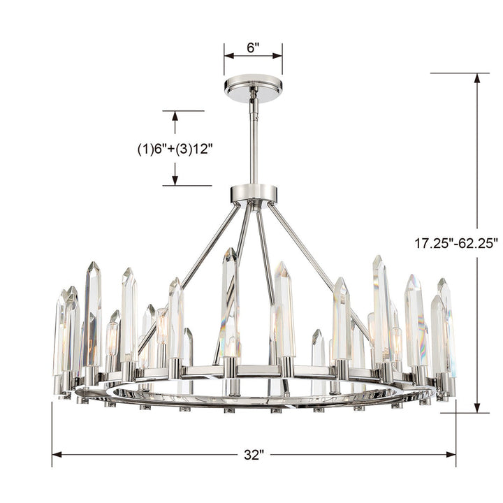 ##Antique Hardware## Watson 8 Light Polished Nickel Chandelier