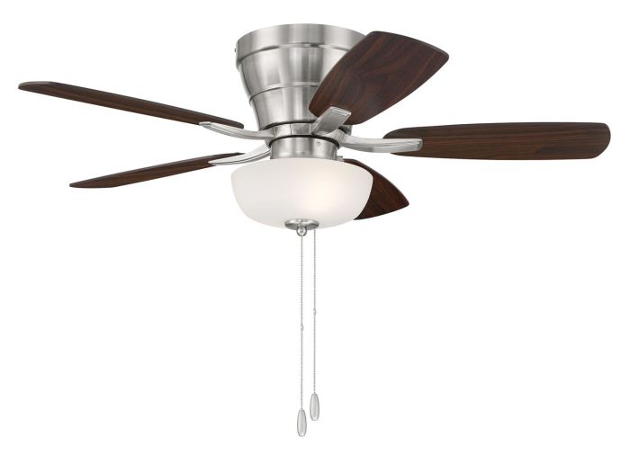 Antique Hardware 42" Wheeler 2-Light Bowl in Brushed Polished Nickel w/ Driftwood/Walnut Blades Ceiling Fan