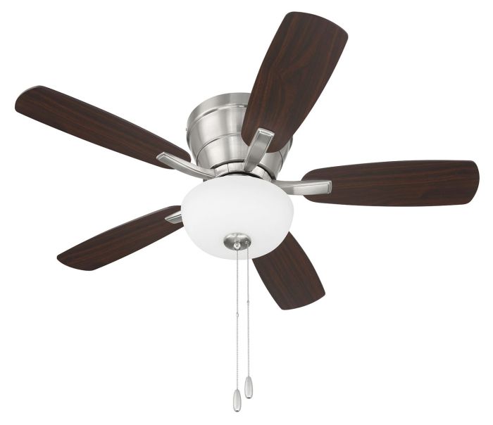 Antique Hardware 42" Wheeler 2-Light Bowl in Brushed Polished Nickel w/ Driftwood/Walnut Blades Ceiling Fan