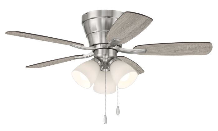 Antique Hardware 42" Wheeler 3-Light in Brushed Polished Nickel w/ Driftwood/Walnut Blades Ceiling Fan