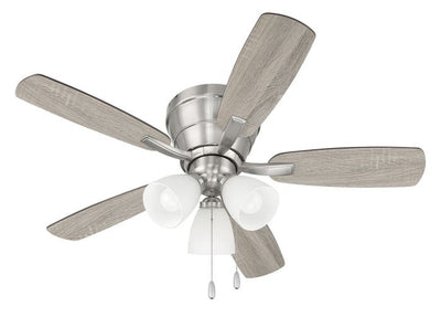 Antique Hardware 42" Wheeler 3-Light in Brushed Polished Nickel w/ Driftwood/Walnut Blades Ceiling Fan