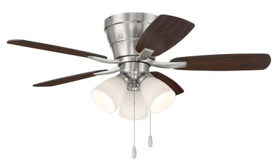 Antique Hardware 42" Wheeler 3-Light in Brushed Polished Nickel w/ Driftwood/Walnut Blades Ceiling Fan