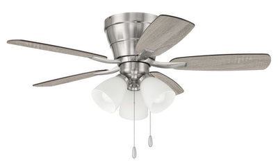 Antique Hardware 42" Wheeler 3-Light in Brushed Polished Nickel w/ Driftwood/Walnut Blades Ceiling Fan