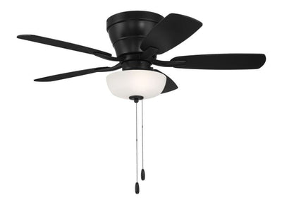 Antique Hardware 42" Wheeler 2-Light Bowl in Flat Black w/ Flat Black/Greywood Blades Ceiling Fan