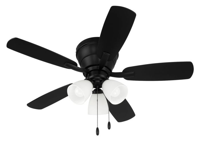 Antique Hardware 42" Wheeler 3-Light in Flat Black w/ Flat Black/Greywood Blades Ceiling Fan