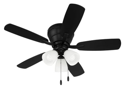 Antique Hardware 42" Wheeler 3-Light in Flat Black w/ Flat Black/Greywood Blades Ceiling Fan