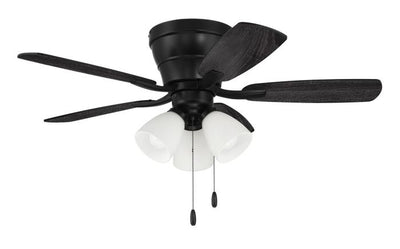 Antique Hardware 42" Wheeler 3-Light in Flat Black w/ Flat Black/Greywood Blades Ceiling Fan