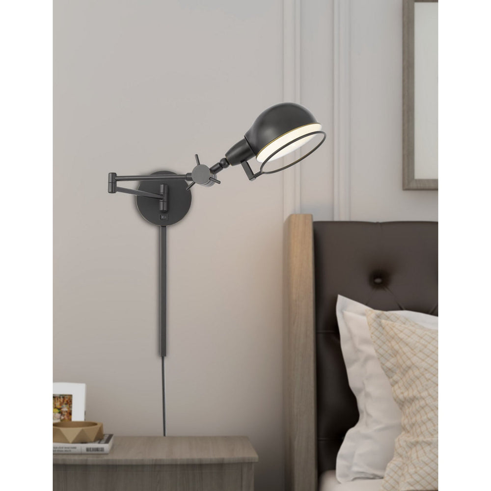 ##Antique Hardware## 60W LINTHAL SWING ARM WALL LAMP WITH ADJUSTABLE SHADE WITH 3 FT WIRE COVER