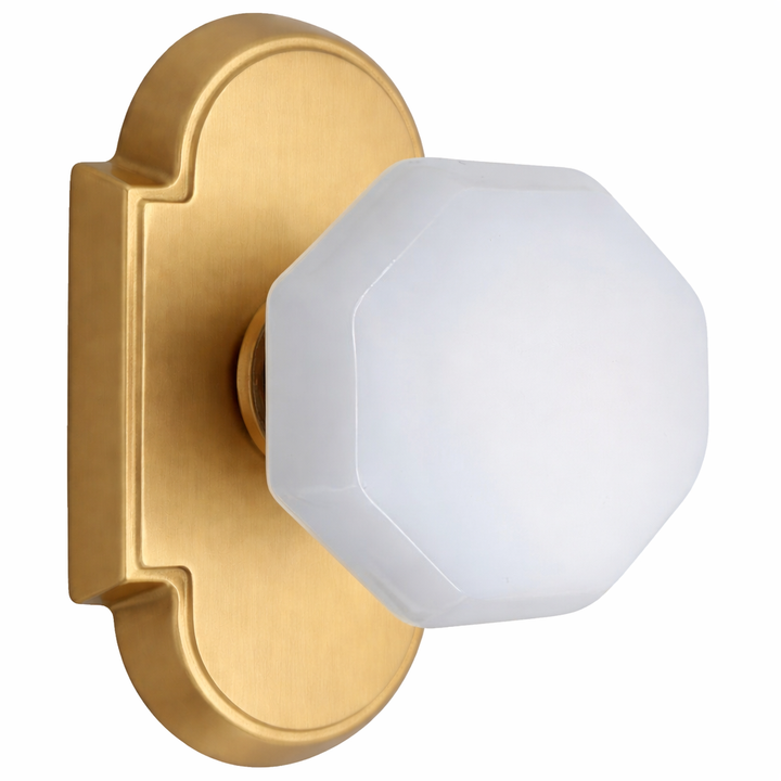 Magnifique® Arched Door Set with White Milk Glass Octagon Knobs (Several Finishes Available)