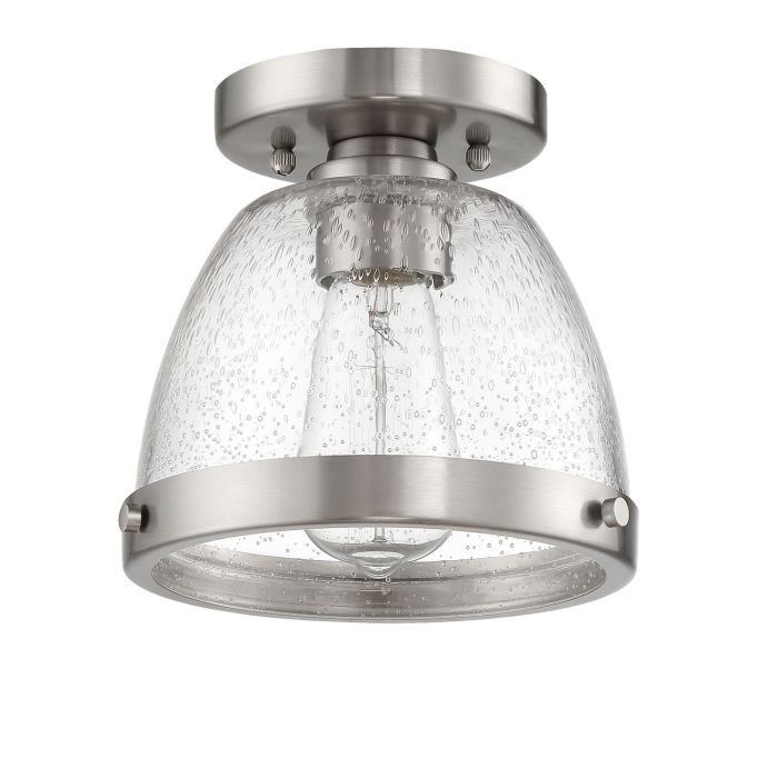 ##Antique Hardware## Lodie 1 Light 9.5" Flushmount in Brushed Polished Nickel