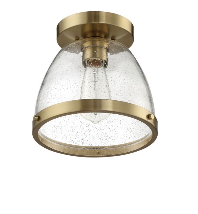 ##Antique Hardware## Lodie 1 Light 9.5" Flushmount in Satin Brass