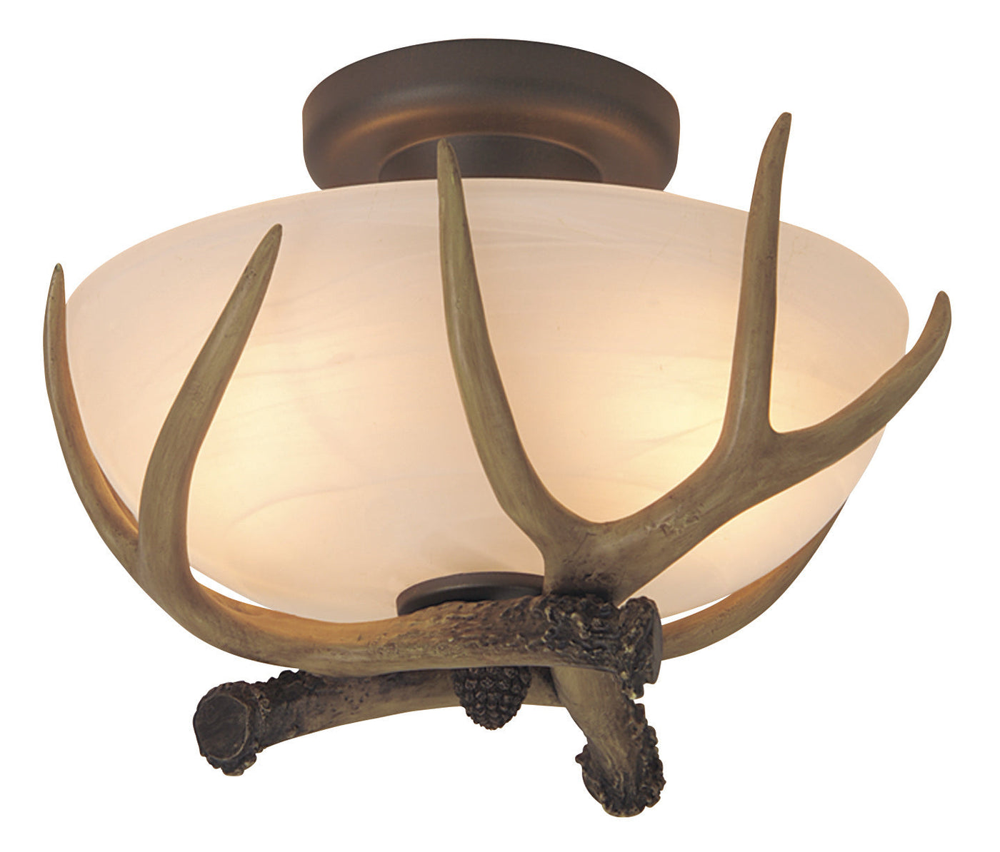 ##Antique Hardware## Antler 2 Light Semi Flush in European Bronze