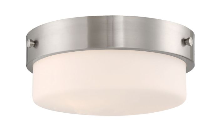 ##Antique Hardware## Oak Street 2 Light 11" Flushmount in Brushed Polished Nickel