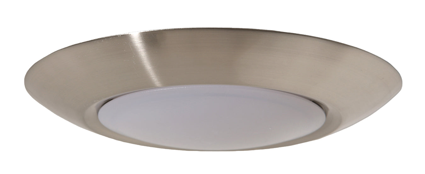 ##Antique Hardware## Slim Line 1 Light 4" LED Flushmount in Brushed Polished Nickel (6" Overall Diameter)