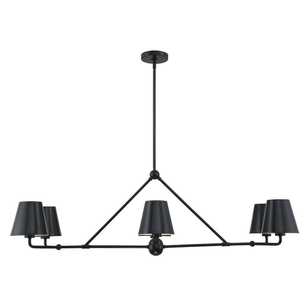 ##Antique Hardware## Xavier 6 Light Matte Black Chandelier