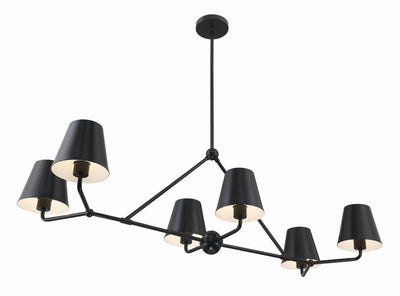 ##Antique Hardware## Xavier 6 Light Matte Black Chandelier