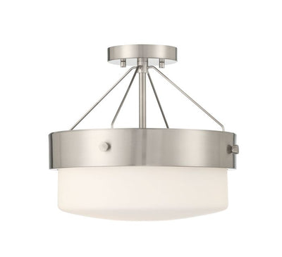 ##Antique Hardware## Oak Street 2 Light Convertible Semi Flush in Brushed Polished Nickel