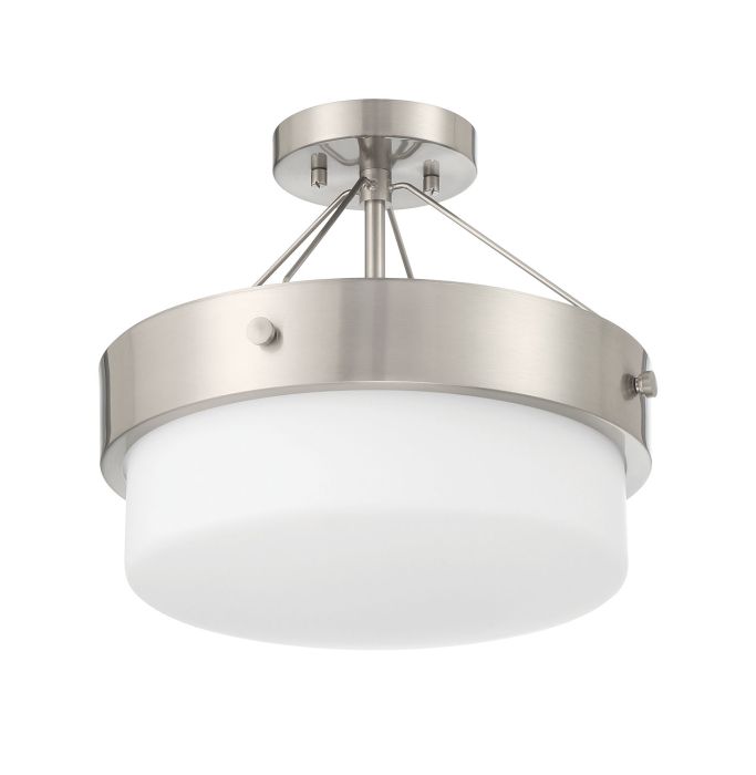 ##Antique Hardware## Oak Street 2 Light Convertible Semi Flush in Brushed Polished Nickel