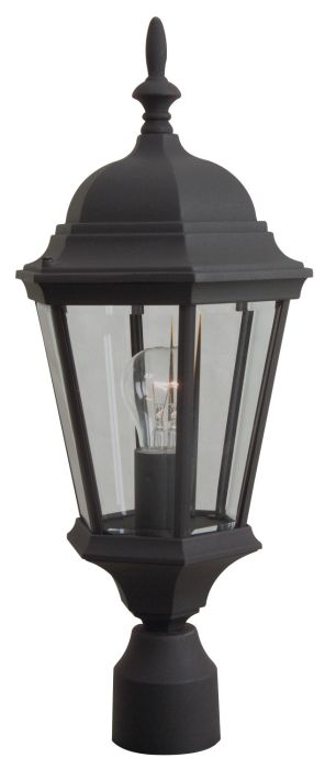 ##Antique Hardware## Straight Glass 1 Light Outdoor Post Mount in Textured Black