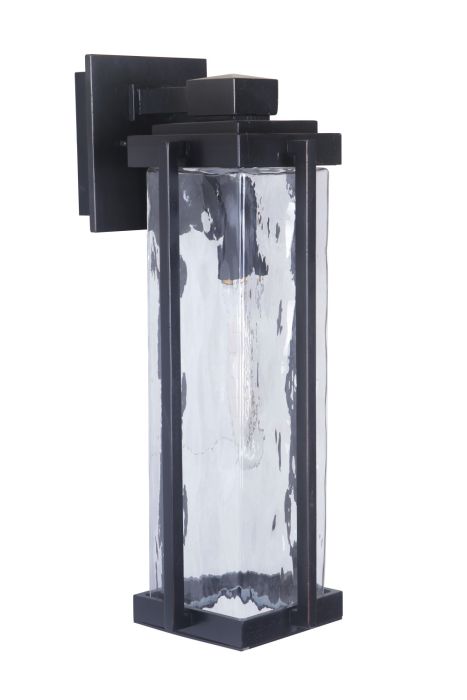 ##Antique Hardware## Pyrmont 1 Light Medium Outdoor Wall Lantern in Oiled Bronze Gilded with Clear Hammered Glass