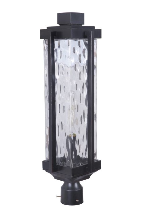 ##Antique Hardware## Pyrmont 1 Light Outdoor Post Mount in Oiled Bronze Gilded with Clear Hammered Glass