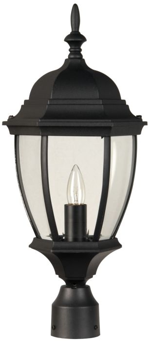 ##Antique Hardware## Bent Glass Cast 1 Light Outdoor Post Mount in Textured Black