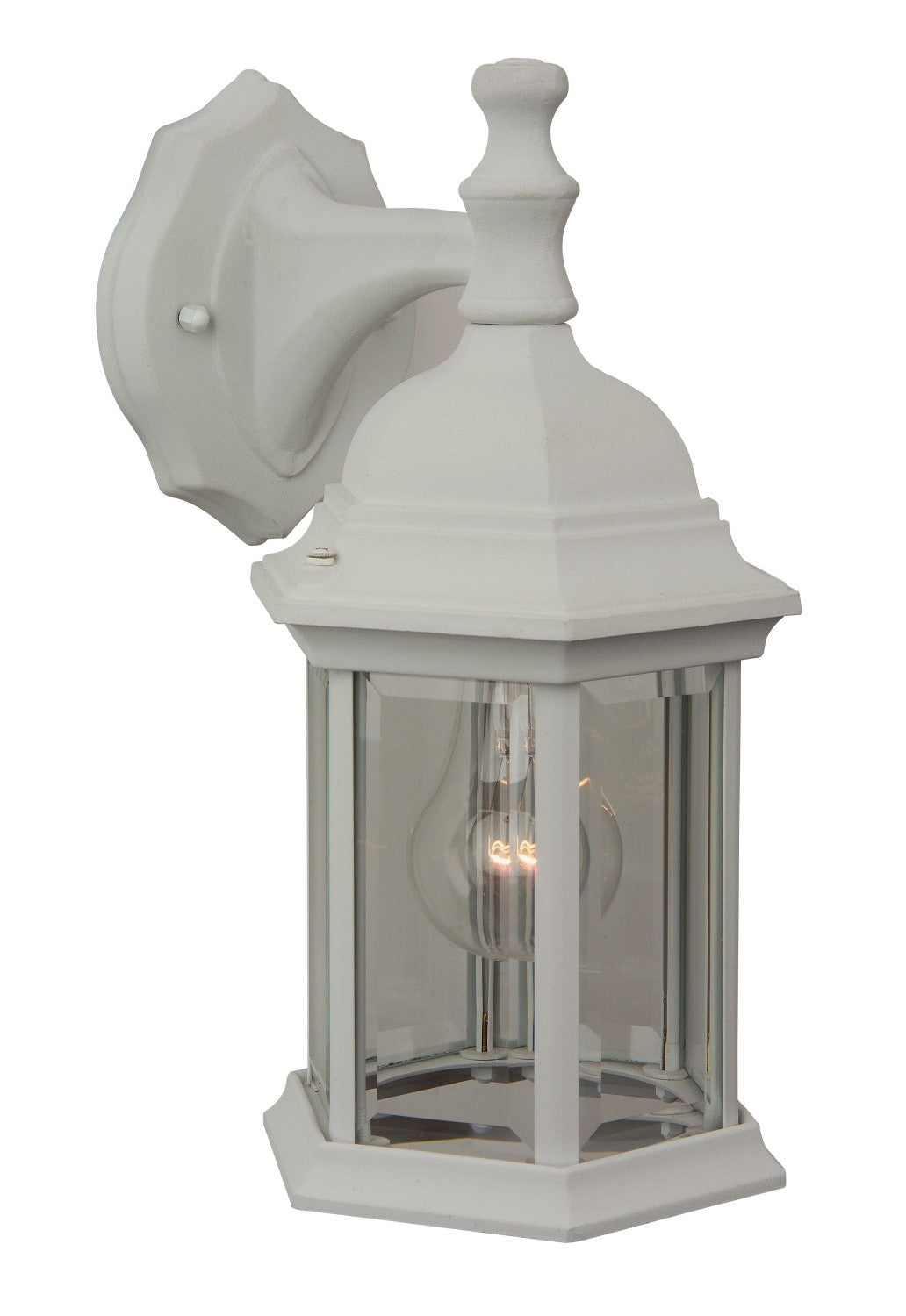 ##Antique Hardware## Hex Style Cast 1 Light Medium Outdoor Wall Lantern in Textured White