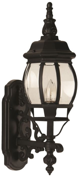 ##Antique Hardware## French Style 1 Light Small Outdoor Wall Lantern in Textured Black