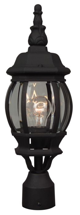 ##Antique Hardware## French Style 1 Light Outdoor Post Mount in Textured Black