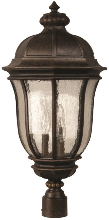 ##Antique Hardware## Harper 3 Light Outdoor Post Mount in Peruvian Bronze Outdoor