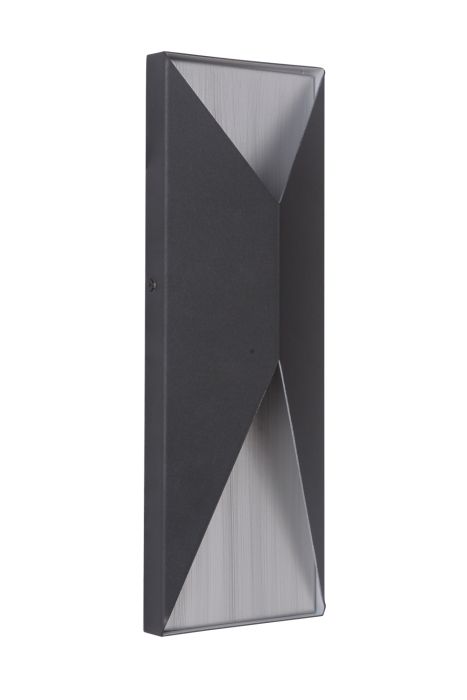 ##Antique Hardware## Peak 2 Light Medium LED Outdoor Pocket Sconce in Textured Black/Brushed Aluminum