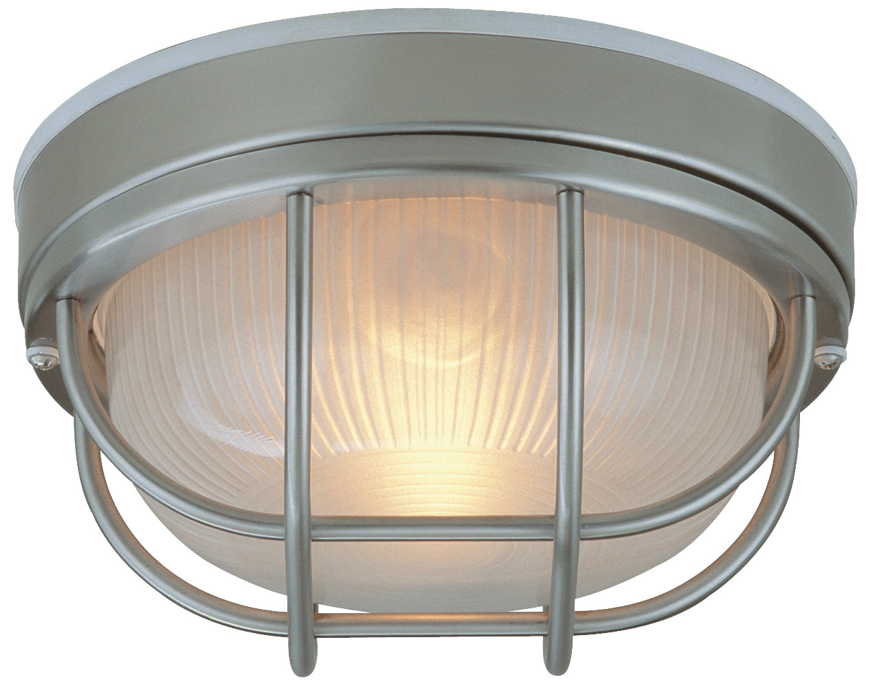 ##Antique Hardware## Round Bulkhead 1 Light Large Flush/Wall Mount in Stainless Steel