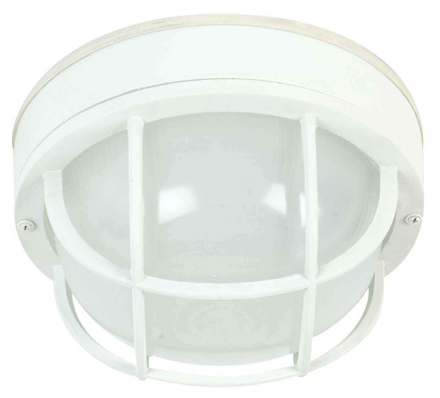 ##Antique Hardware## Round Bulkhead 1 Light Large Flush/Wall Mount in Textured White