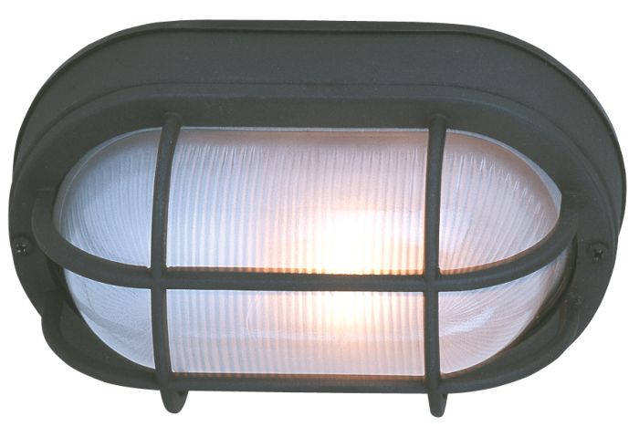 ##Antique Hardware## Oval Bulkhead 1 Light Large Flush/Wall Mount in Textured Black