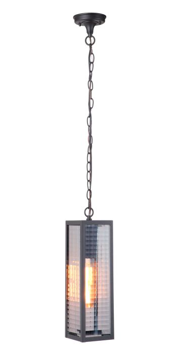 ##Antique Hardware## Deka 1 Light Large Outdoor Pendant in Midnight