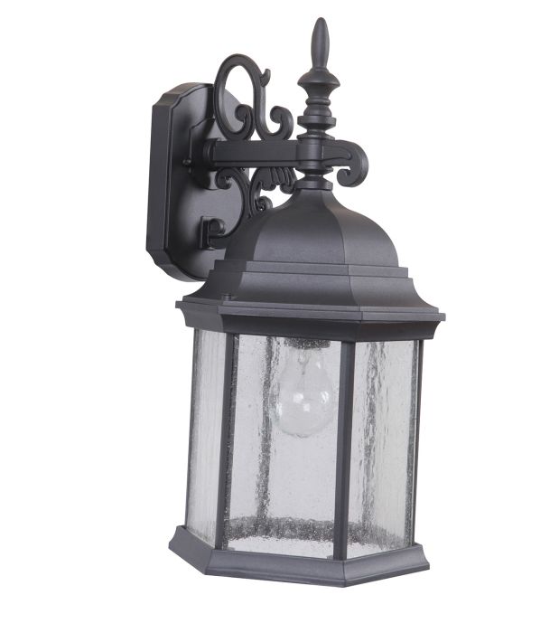 ##Antique Hardware## Hex Style Cast 1 Light Large Outdoor Wall Lantern in Textured Black