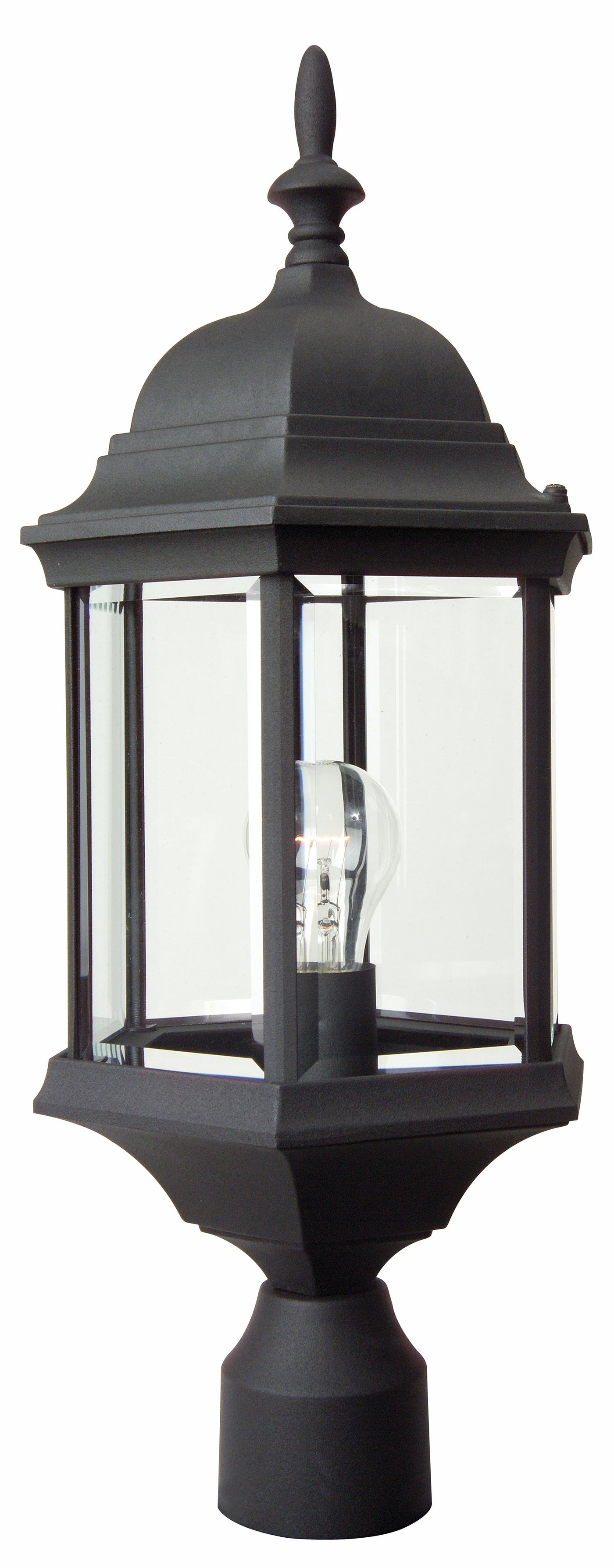 ##Antique Hardware## Hex Style Cast 1 Light Outdoor Post Mount in Textured Black