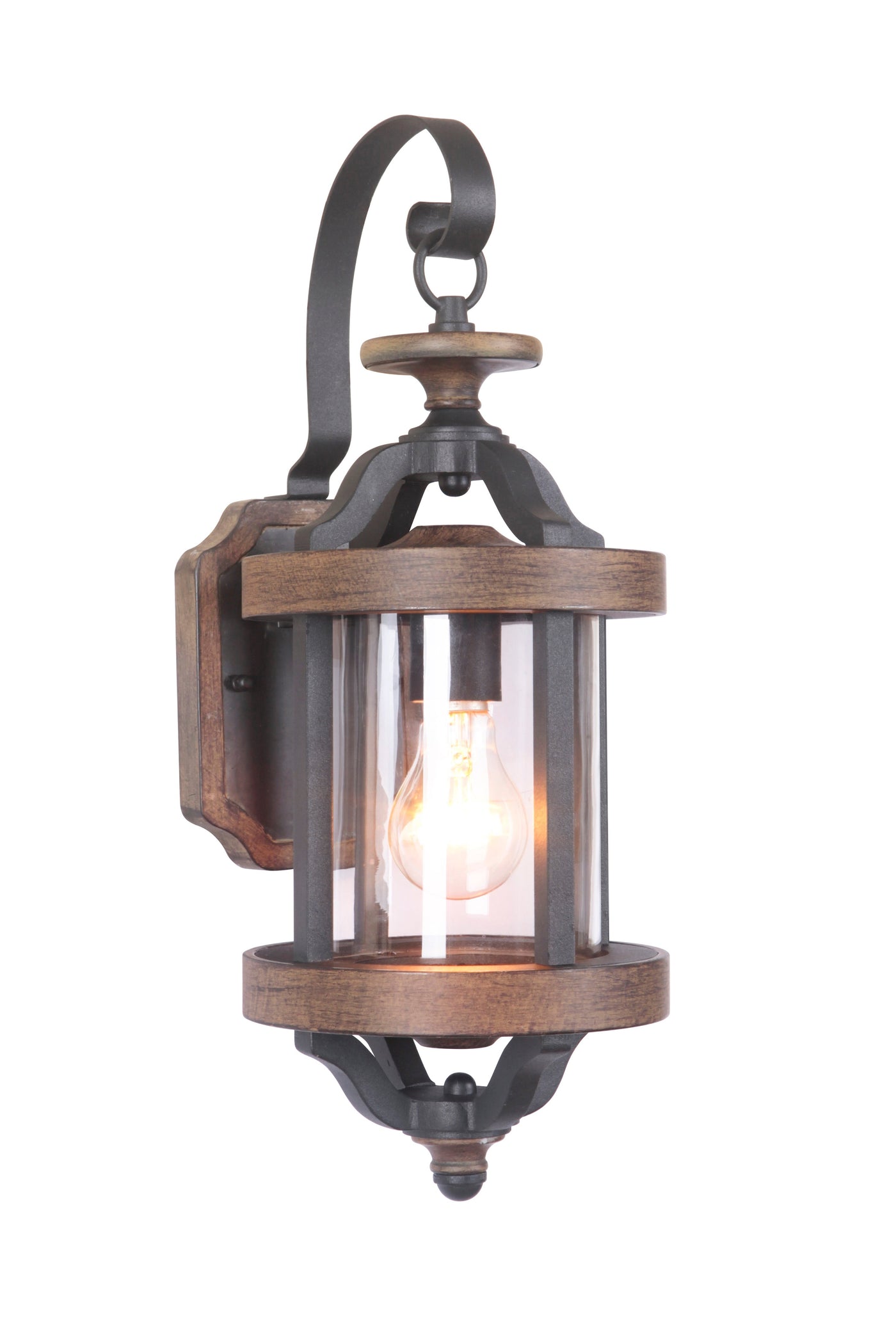 ##Antique Hardware## Ashwood 1 Light Small Outdoor Wall Lantern in Textured Black/Whiskey Barrel