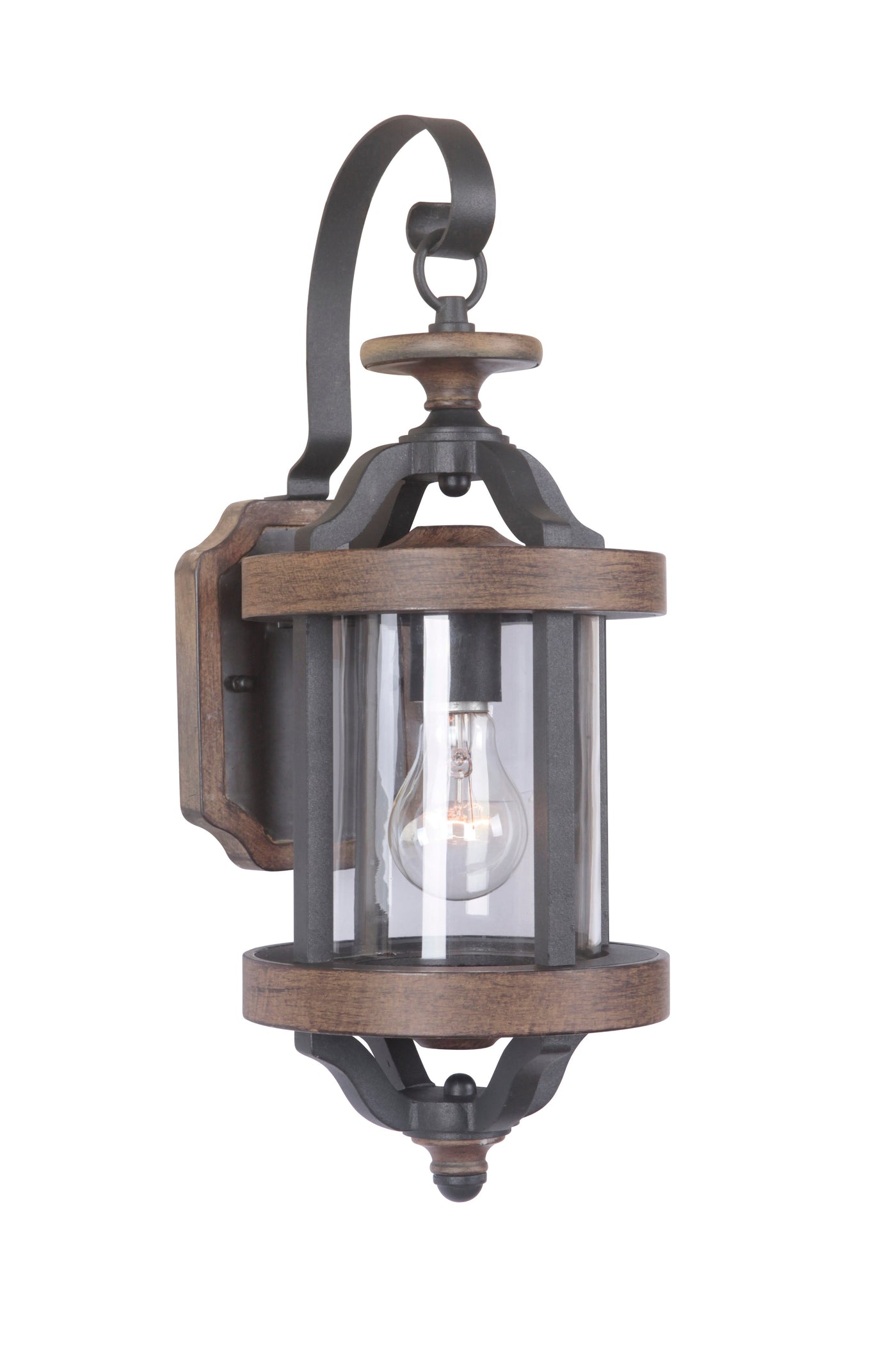 ##Antique Hardware## Ashwood 1 Light Small Outdoor Wall Lantern in Textured Black/Whiskey Barrel