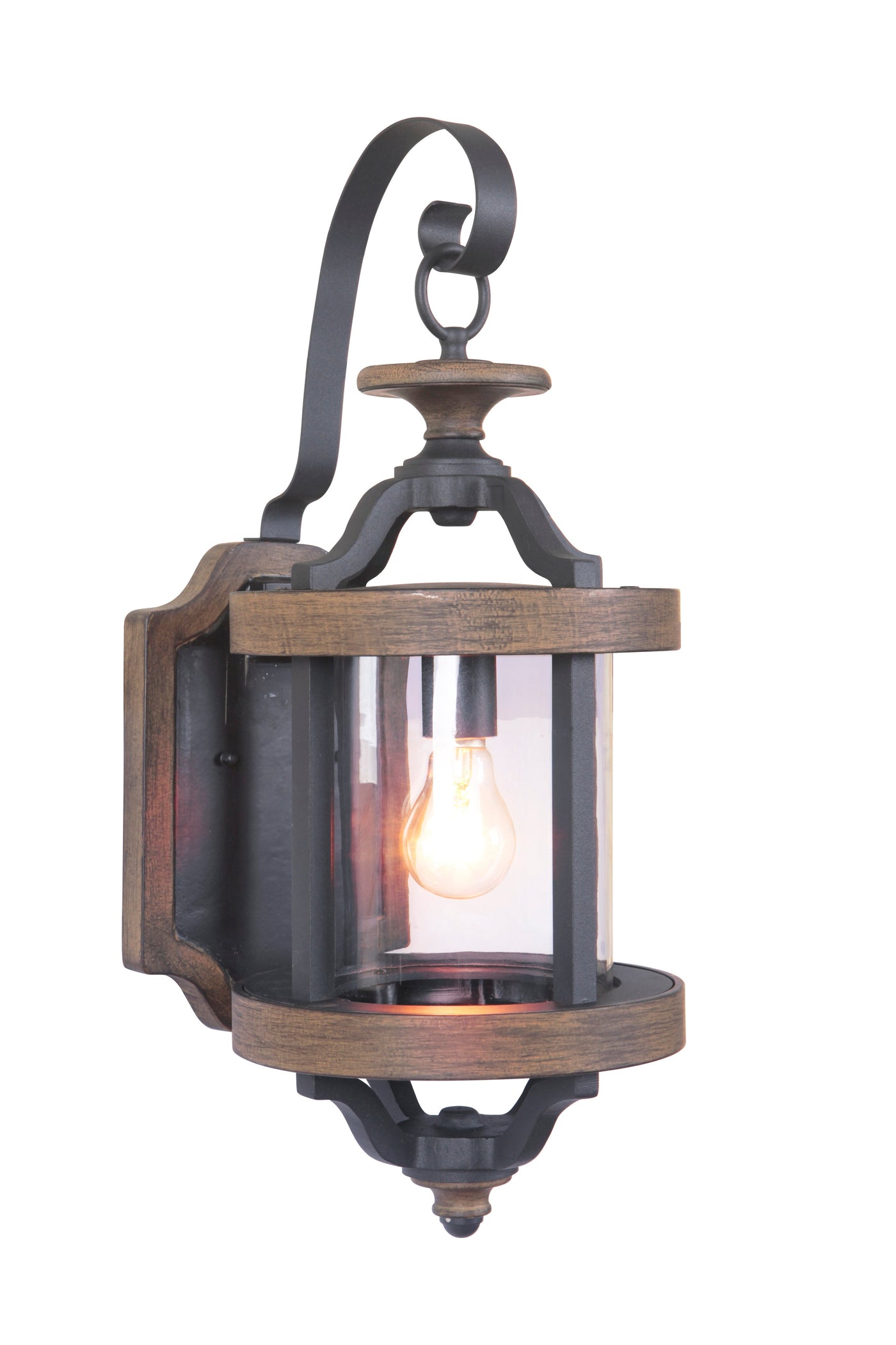 ##Antique Hardware## Ashwood 1 Light Medium Outdoor Wall Lantern in Textured Black/Whiskey Barrel