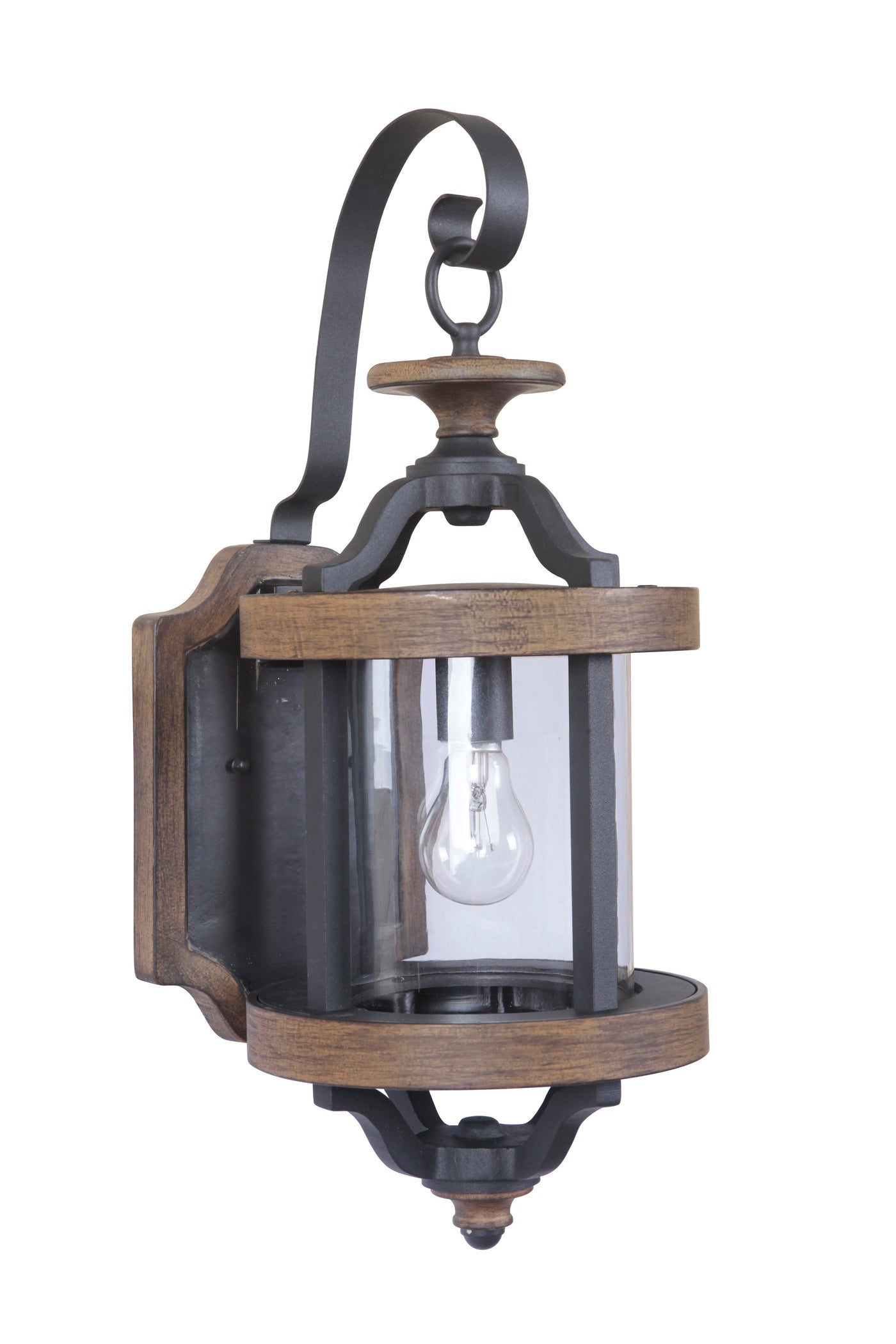 ##Antique Hardware## Ashwood 1 Light Medium Outdoor Wall Lantern in Textured Black/Whiskey Barrel