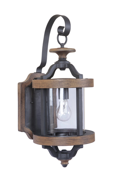 ##Antique Hardware## Ashwood 1 Light Medium Outdoor Wall Lantern in Textured Black/Whiskey Barrel