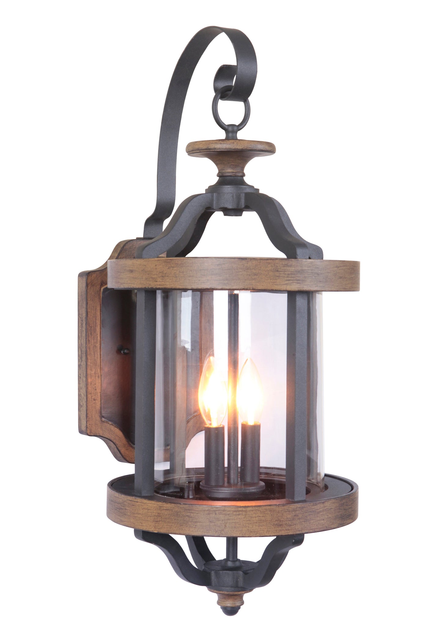 ##Antique Hardware## Ashwood 2 Light Large Outdoor Wall Lantern in Textured Black/Whiskey Barrel