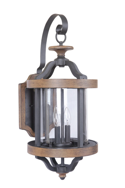 ##Antique Hardware## Ashwood 2 Light Large Outdoor Wall Lantern in Textured Black/Whiskey Barrel