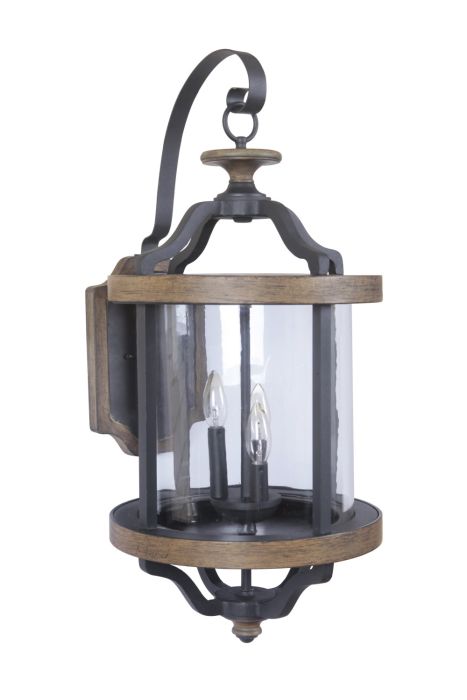 ##Antique Hardware## Ashwood 3 Light Extra Large Outdoor Wall Lantern in Textured Black/Whiskey Barrel