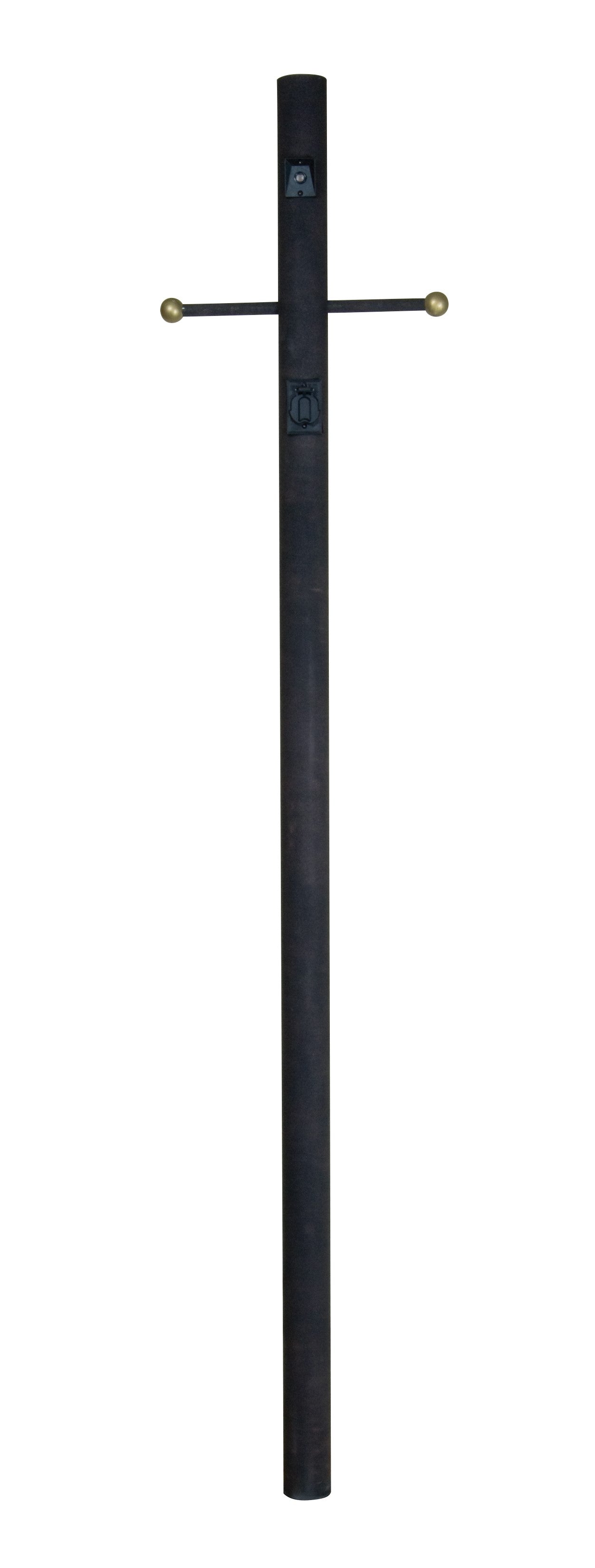 ##Antique Hardware## 84" Smooth Direct Burial Post w/ Photocell & Convenience Outlet in Textured Black