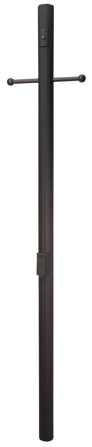 ##Antique Hardware## 84" Fluted Direct Burial Post w/ Photocell & Convenience Outlet in Textured Black