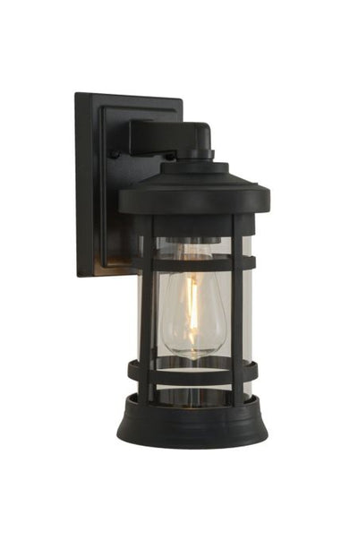 ##Antique Hardware## Resilience Small Outdoor Lantern in Textured Black, Clear Lens