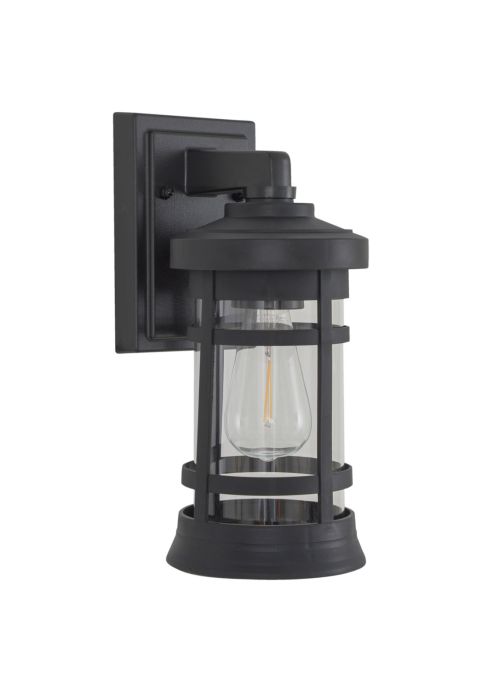 ##Antique Hardware## Resilience Small Outdoor Lantern in Textured Black, Clear Lens