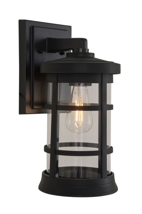 ##Antique Hardware## Resilience Large Outdoor Lantern in Textured Black, Clear Lens